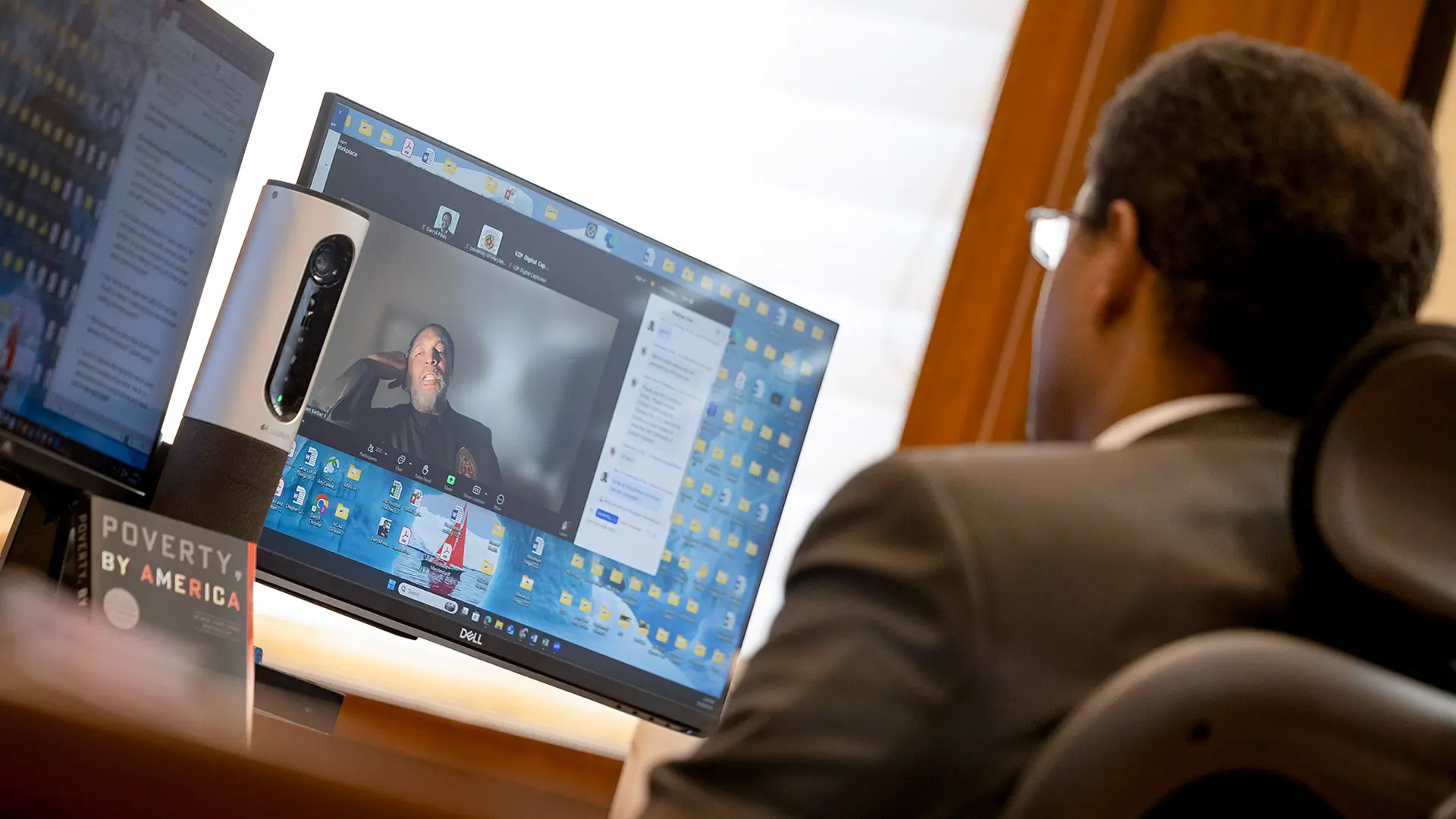 UMD President Darryll J. Pines talks with the Rev. William J. Barber II, an antipoverty activist and scholar, in the latest Presidential Distinguished Forum.